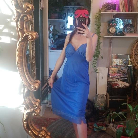 Other - Vintage blue slip with lace